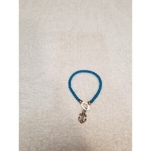 Blue bead bracelet anchor seven inches 81824